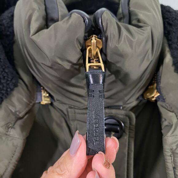 Mackage Women's Green Cynthia Black Leather Sleeve & Trim Parka Size XS - Picture 7 of 14